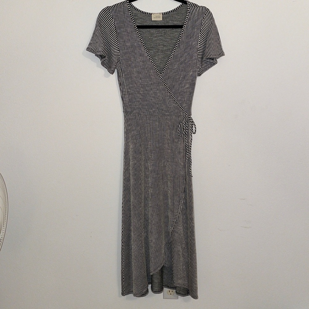 Striped Midi Wrap Dress